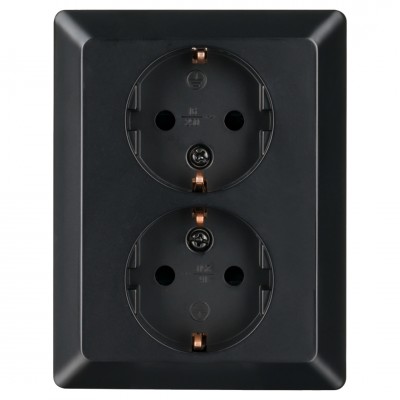 ION Industries E1 contactdoos inbouw - 2-voudig - randaarde - mat zwart