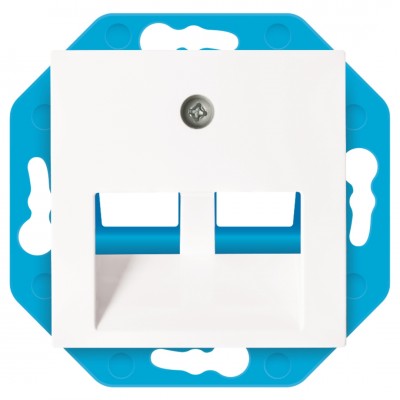 ION Industries E1 contactdoos inbouw - UTP - 2 x CAT6 - 30 gr - 71 x 71 mm - actief wit