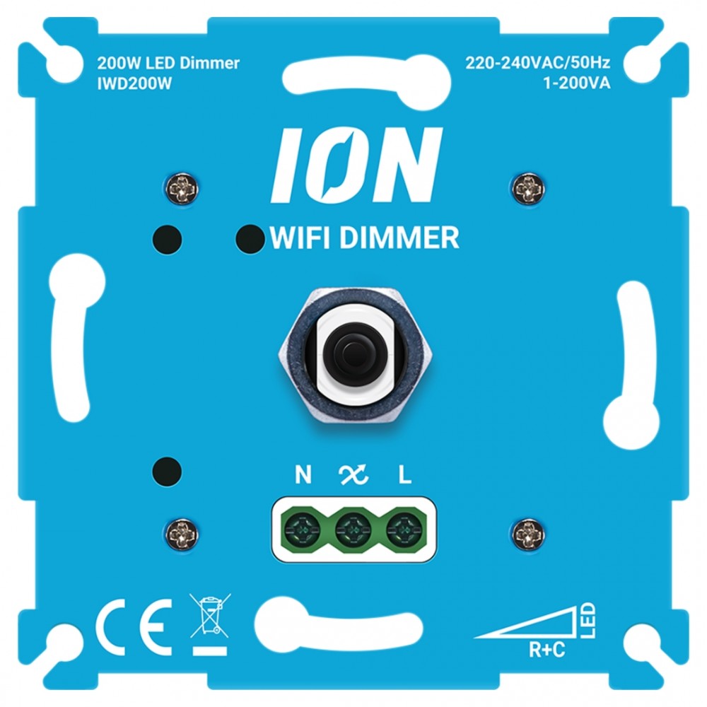 ION Industries dimmer inbouw - LED - 1-200W - DR - WIFI - RC element - blauw