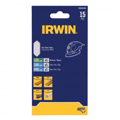 Irwin schuurpapier voor de schuurvingers van B+D Mouse en Multischuurmachine, 15 stuks