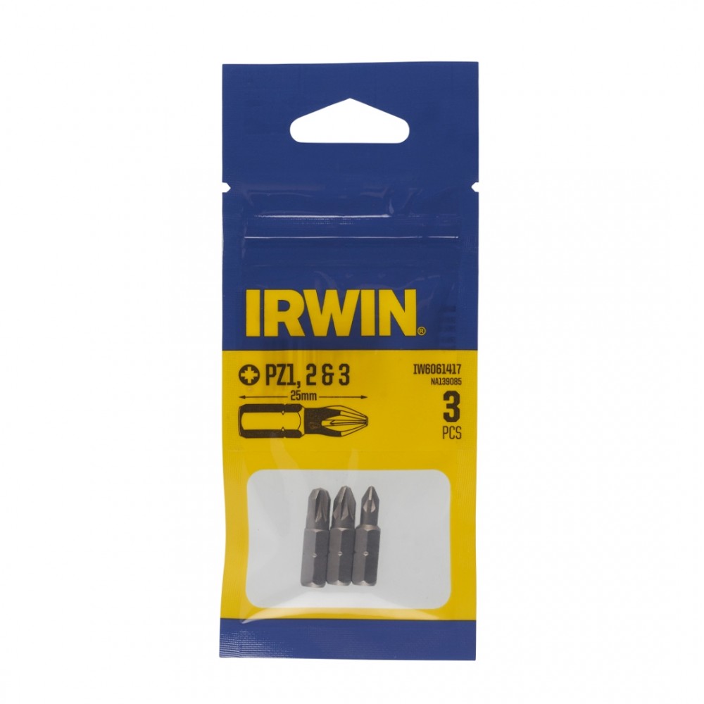 Irwin schroefbit Pozidriv 25 mm PZ1/PZ2/PZ3 3 stuks