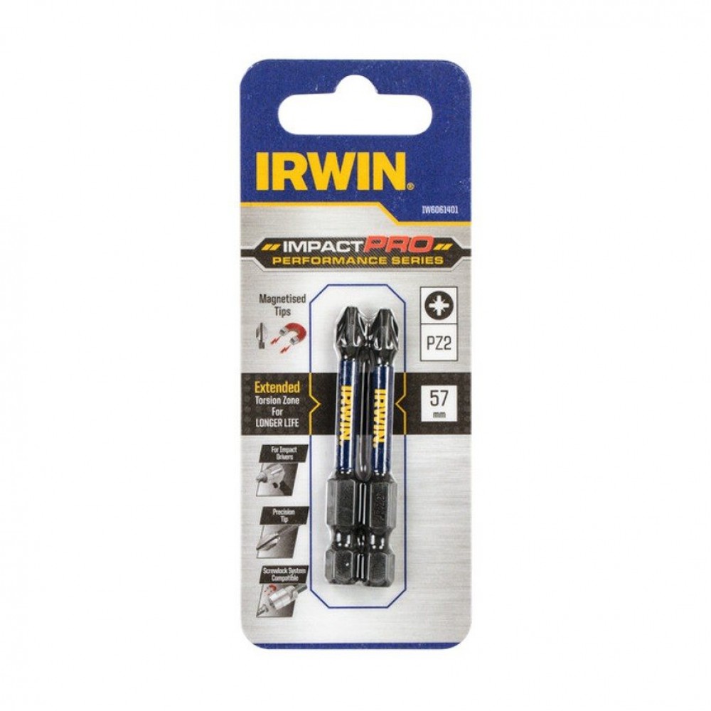 Irwin bits Pozidrive PZ2 Impact Pro 57mm, 2 stuks - IW6061401