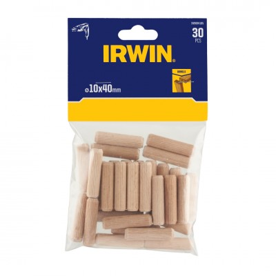 Irwin houten deuvels Ø10 mm. Inhoud 30 stuks.