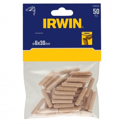 Irwin houten deuvels Ø6 mm. Inhoud 50 stuks.
