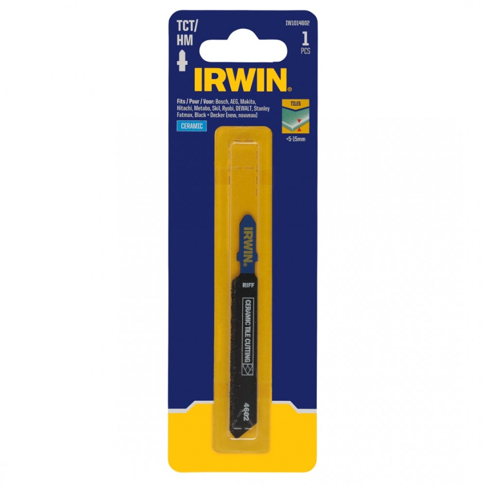Irwin decoupeerzaagblad met T-aansluiting, voor keramiek en tegels tot 10mm