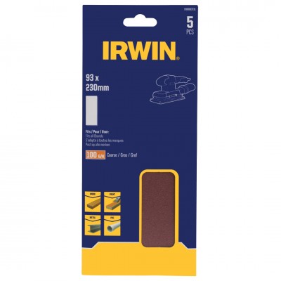 Irwin schuurvel 230 x 93 mm K100 voor klembevestiging, zonder perforatie, 5 stuks.