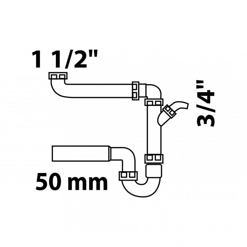 Kirchhoff ruimtebesparende buissifon voor spoelbak wit 1 1/ x 50 mm met 3/4 toestelaansluiting