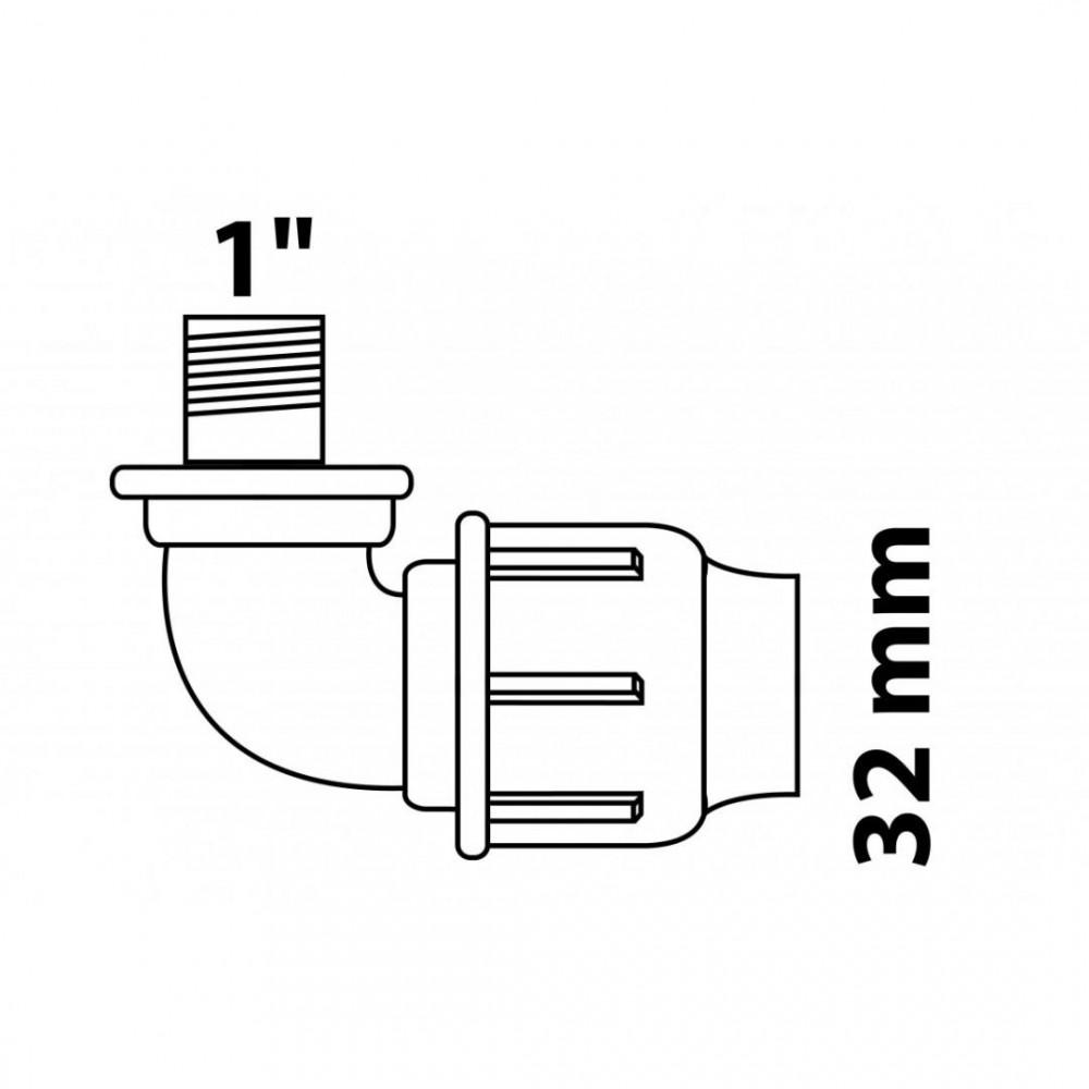 Kirchhoff PP knie 90°, 32 mm x 1BU, knelfitting voor tyleen/socarex