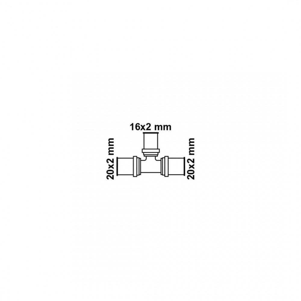 Kirchhoff persfitting koppeling t-stuk 20mm x 16mm x 20mm messing