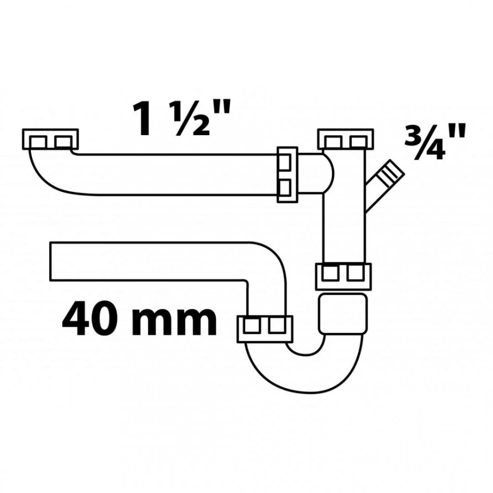 Kirchhoff buissifon voor dubbele spoelbak wit 1 1/2 x 40 mm met 3/4 toestelaansluiting