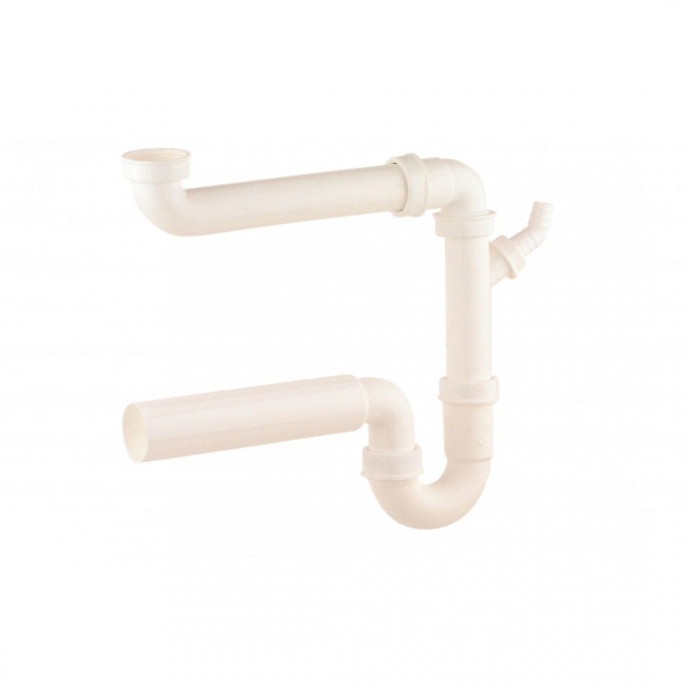 Kirchhoff ruimtebesparende buissifon voor spoelbak wit 1 1/ x 50 mm met 3/4 toestelaansluiting