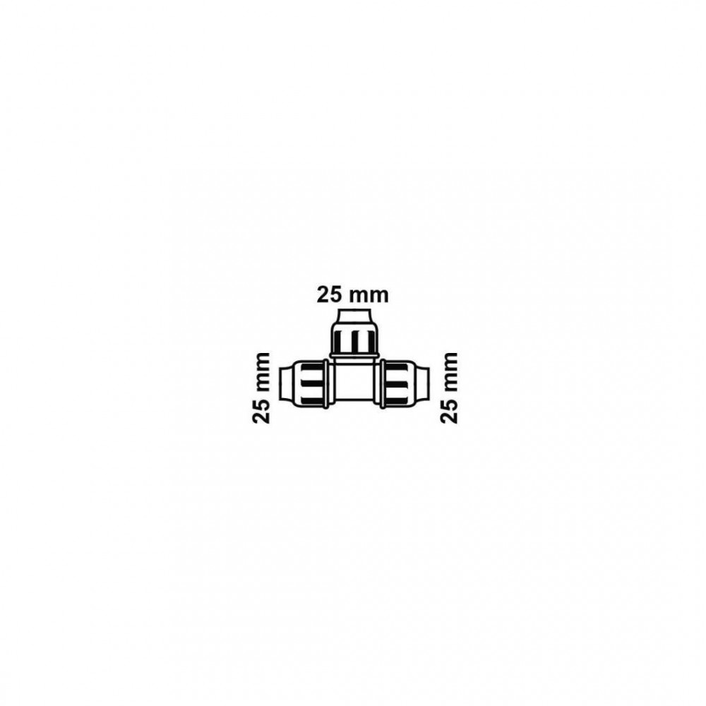PP T-stuk, 25 mm, knelfitting voor tyleen/socarex