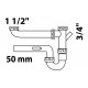 Kirchhoff buissifon voor dubbele spoelbak wit 1 1/2 x 50 mm met 3/4 toestelaansluiting