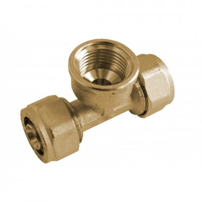 Kirchhoff MS T-stuk, blanco, 26 mm x 3/4"BI x 26 mm, knelfitting voor meerlagen buis