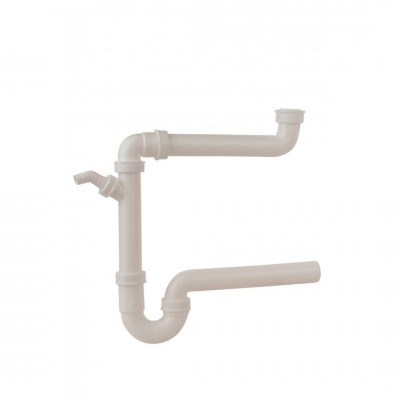Kirchhoff ruimtebesparende buissifon voor spoelbak wit 1 1/2 x 40 mm met 3/4 toestelaansluiting
