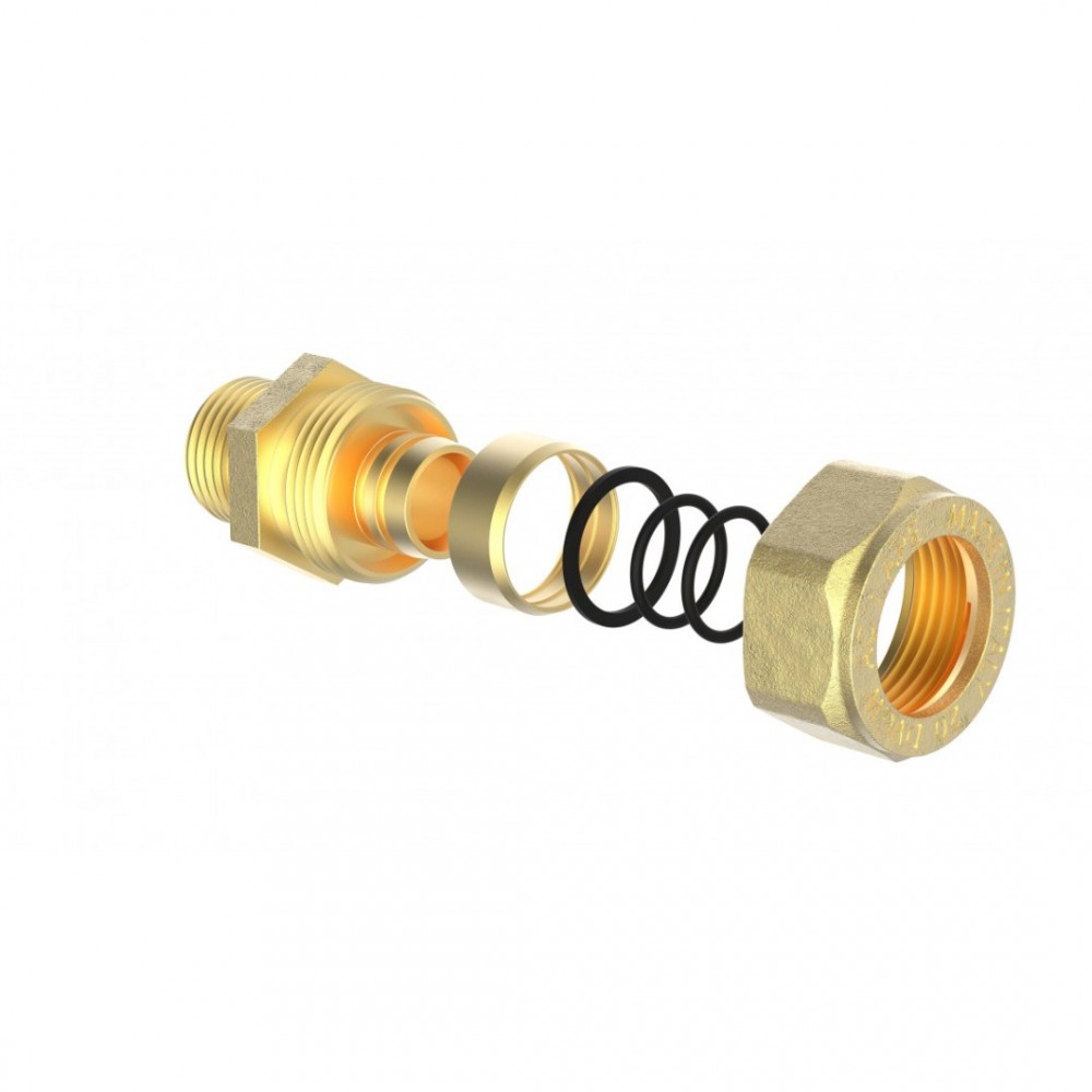 Kirchhoff MS overgangsstuk, blanco, 26 mm x 3/4"BU, knelfitting voor meerlagen buis