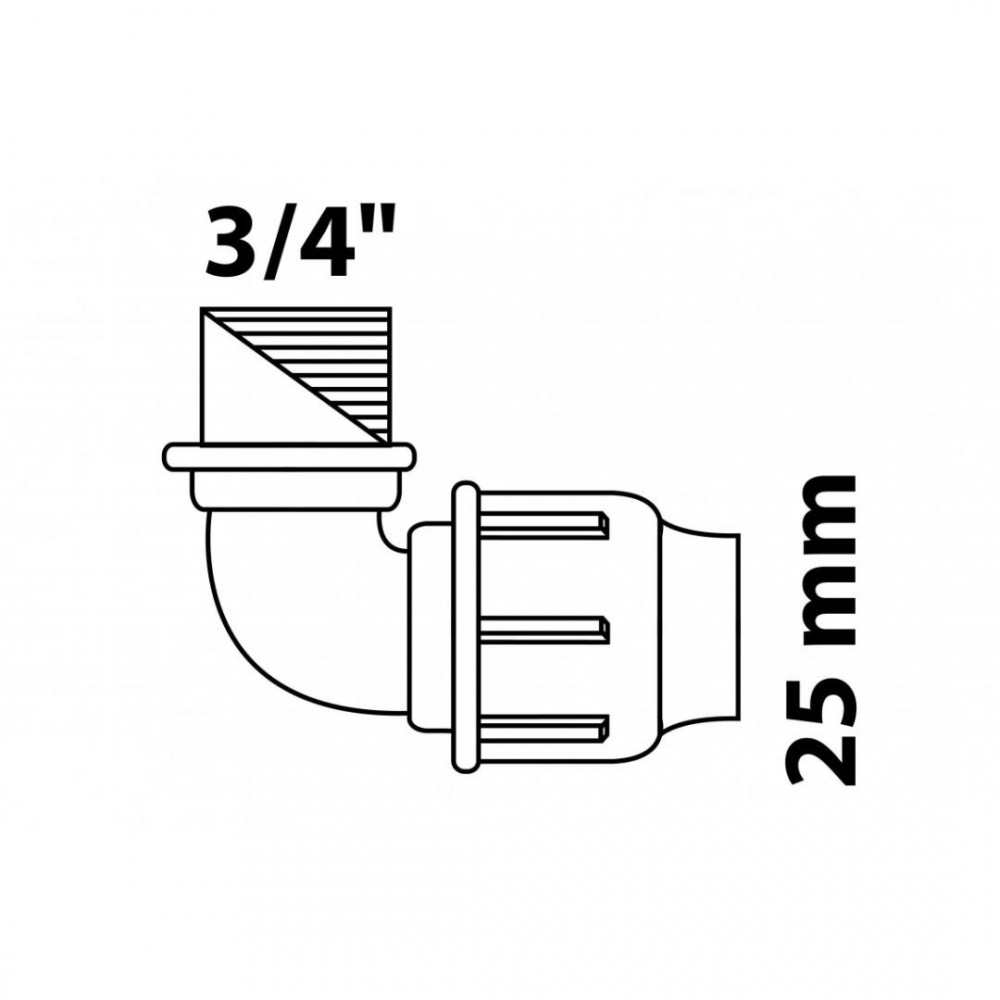 PP knie 90 25 mm x 3/4BI knelfitting voor tyleen/socarex