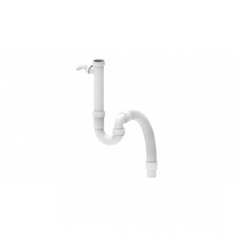 Kirchhoff KS Flex gootsteen-buissifon, wit, 1 1/2"BI x DN 40/50 mm, met 3/4" toestelaansluiting