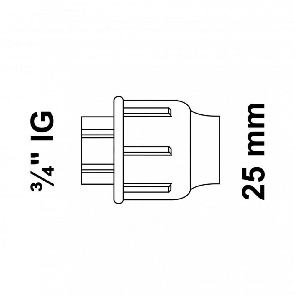 PP overgangsstuk 25 mm x 3/4BI knelfitting voor tyleen/socarex