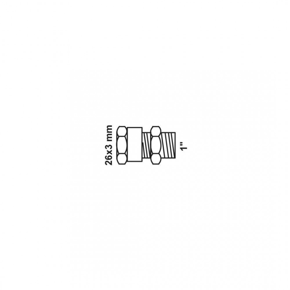 Kirchhoff MS overgangsstuk, blanco, 26 mm x 1"BU, knelfitting voor meerlagen buis