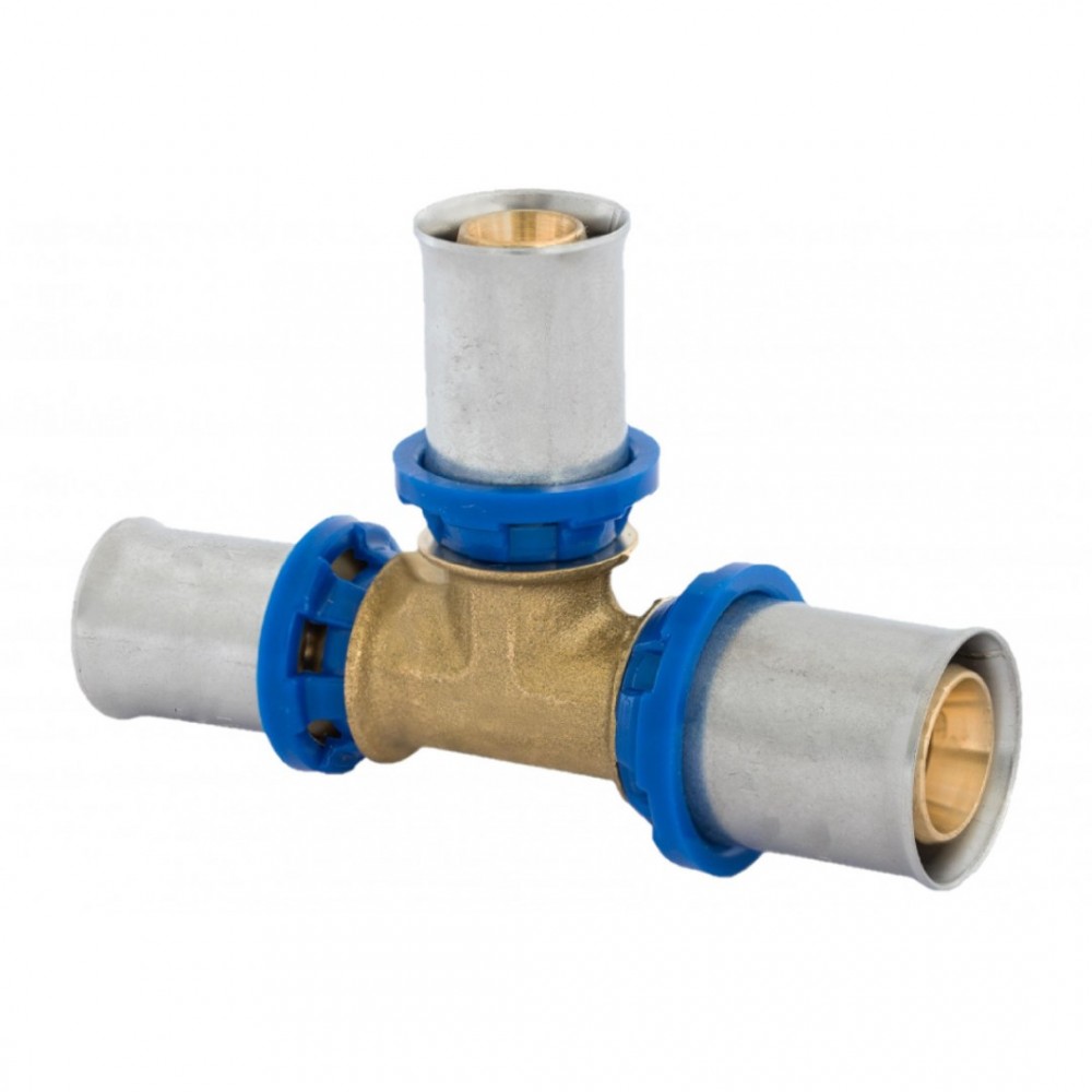 Kirchhoff MS verloop T-stuk, blanco, 26 mm x 20 mm x 26 mm, persfitting voor meerlagen buis