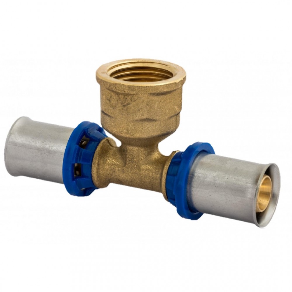 Kirchhoff MS T-stuk, blanco, 26 mm x 3/4"BI x 26 mm, persfitting voor meerlagen buis