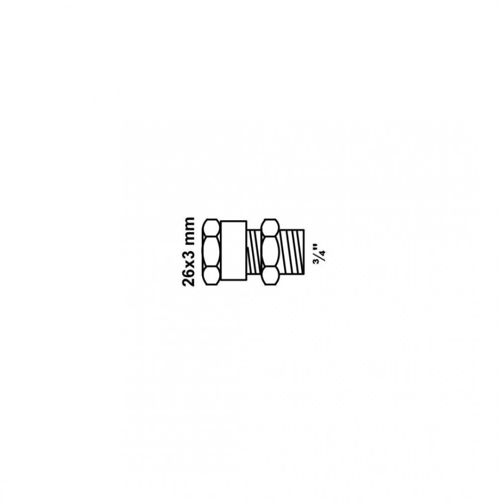 Kirchhoff MS overgangsstuk, blanco, 26 mm x 3/4"BU, knelfitting voor meerlagen buis