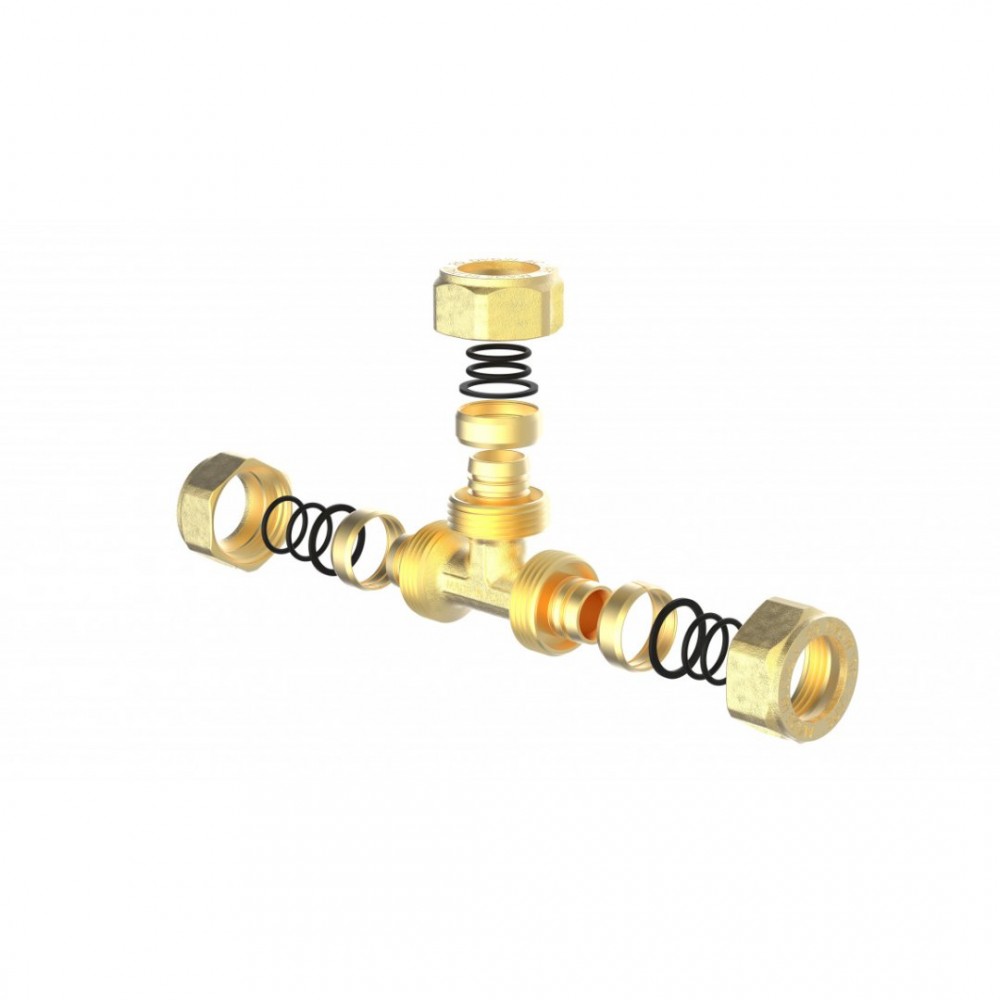 Kirchhoff MS T-stuk, blanco, 26 mm, knelfitting voor meerlagen buis