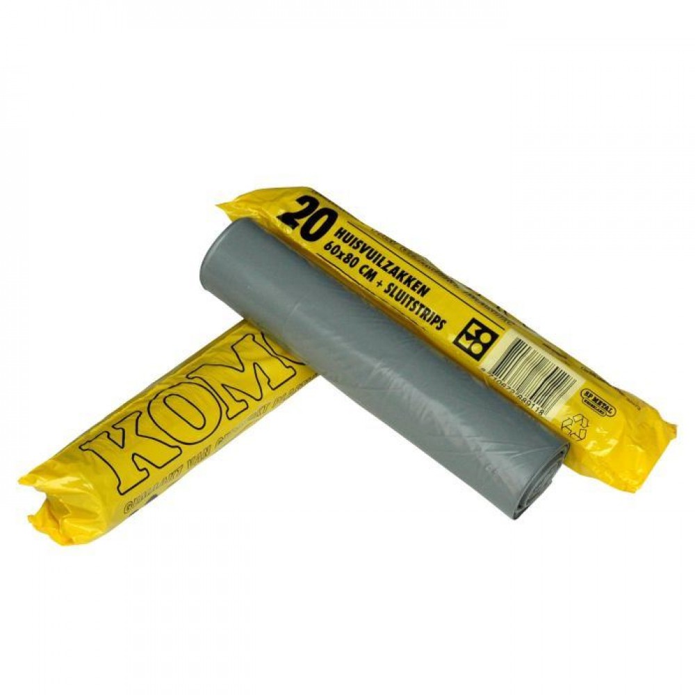 KOMO vuilniszakken 60x80cm grijs 50my extra sterk