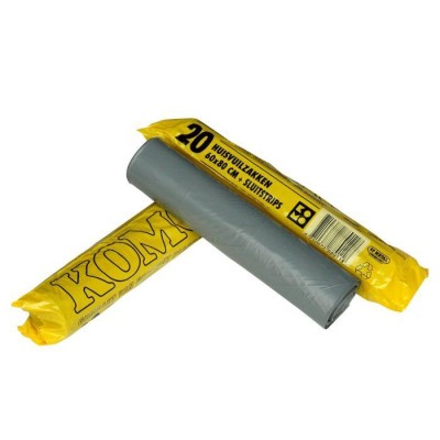 KOMO vuilniszakken 60x80cm grijs 50my extra sterk