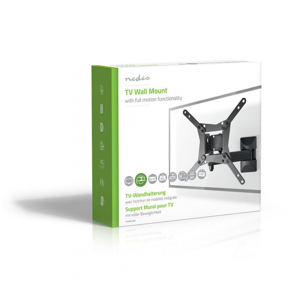 Nedis Draai- en Kantelbare TV-Muurbeugel 10 - 32 Maximaal schermgewicht: 30 kg