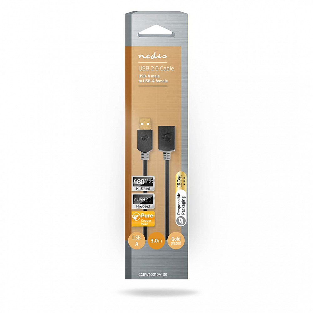 Nedis USB verlengkabel male-female 300cm