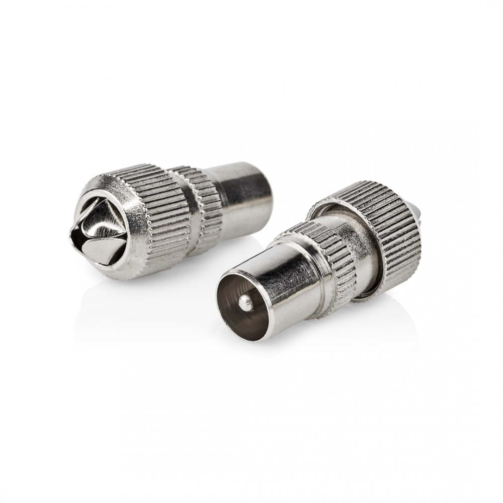 Nedis IEC (Coax) Connector Recht Male Vernikkeld 75 Ohm Metaal Zilver 2 Stuks