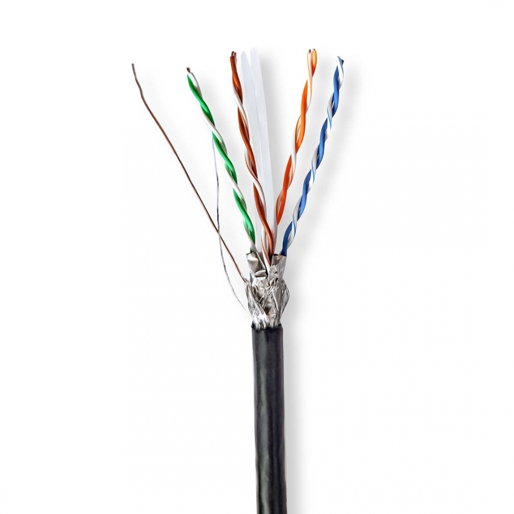 Netwerk Kabel Rol CAT6 | Solid | S/FTP | CCA | 305.0 m | Buitenshuis | Rond | PE | Zwart | Gift Box