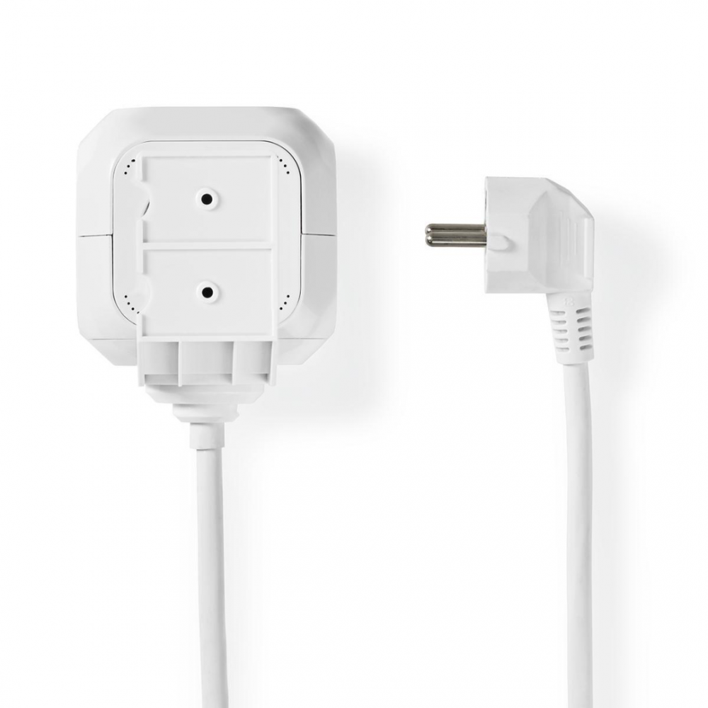 Stekkerdoos kubus Randaarde stekker en USB 1.5 meter wit Stekkerdoos kubus Randaarde stekker en USB 1.5 meter wit