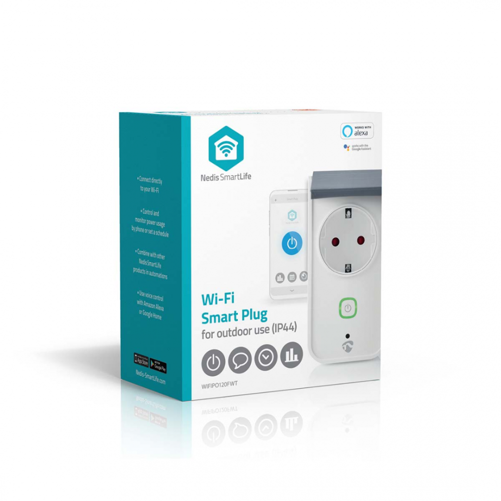 Nedis SmartLife Slimme Stekker Wi-Fi IP44 Energiemeter 3680 Watt