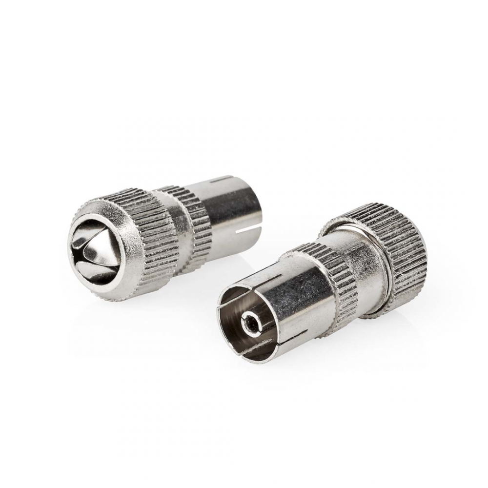 Nedis IEC (Coax) Connector Recht Female Vernikkeld Metaal Zilver 2 Stuks