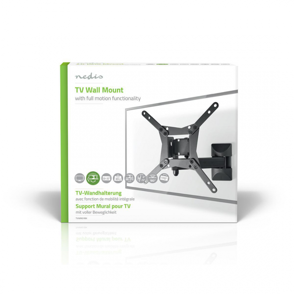 Nedis Draai- en Kantelbare TV-Muurbeugel 10 - 32 Maximaal schermgewicht: 30 kg