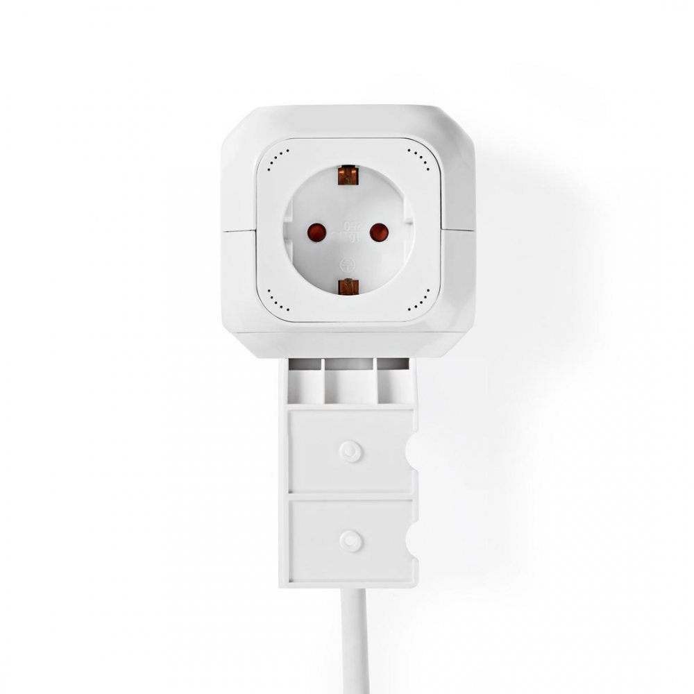 Stekkerdoos kubus Randaarde stekker en USB 1.5 meter wit Stekkerdoos kubus Randaarde stekker en USB 1.5 meter wit