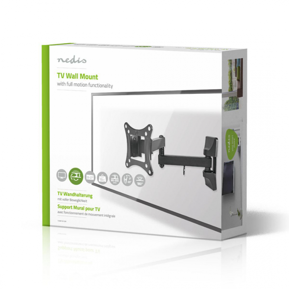 Nedis Draai- en Kantelbare TV-Muurbeugel 13 - 27 Maximaal schermgewicht 15 kg