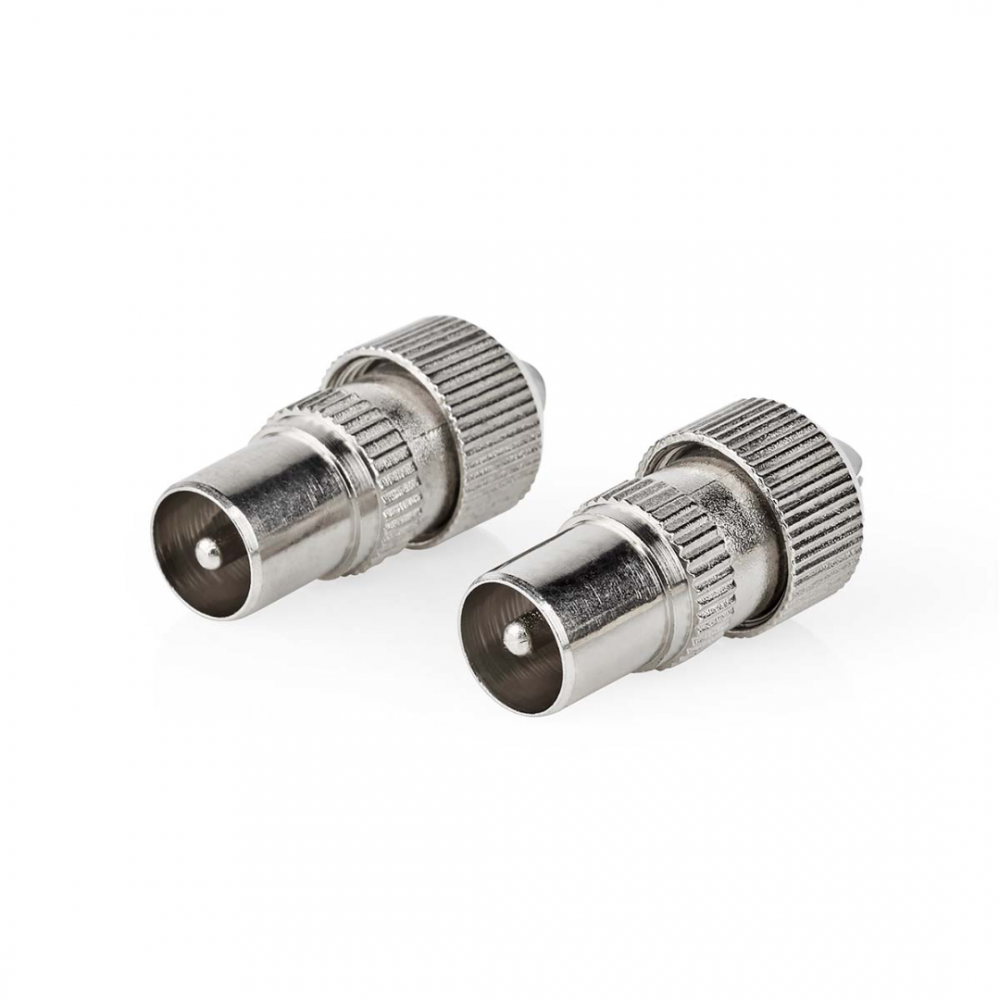 Nedis IEC (Coax) Connector Recht Male Vernikkeld 75 Ohm Metaal Zilver 2 Stuks