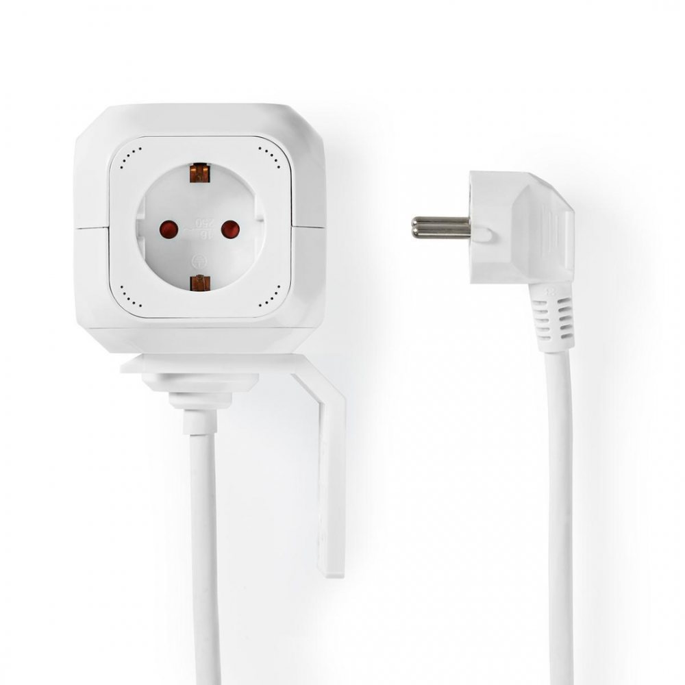 Stekkerdoos kubus Randaarde stekker en USB 1.5 meter wit Stekkerdoos kubus Randaarde stekker en USB 1.5 meter wit