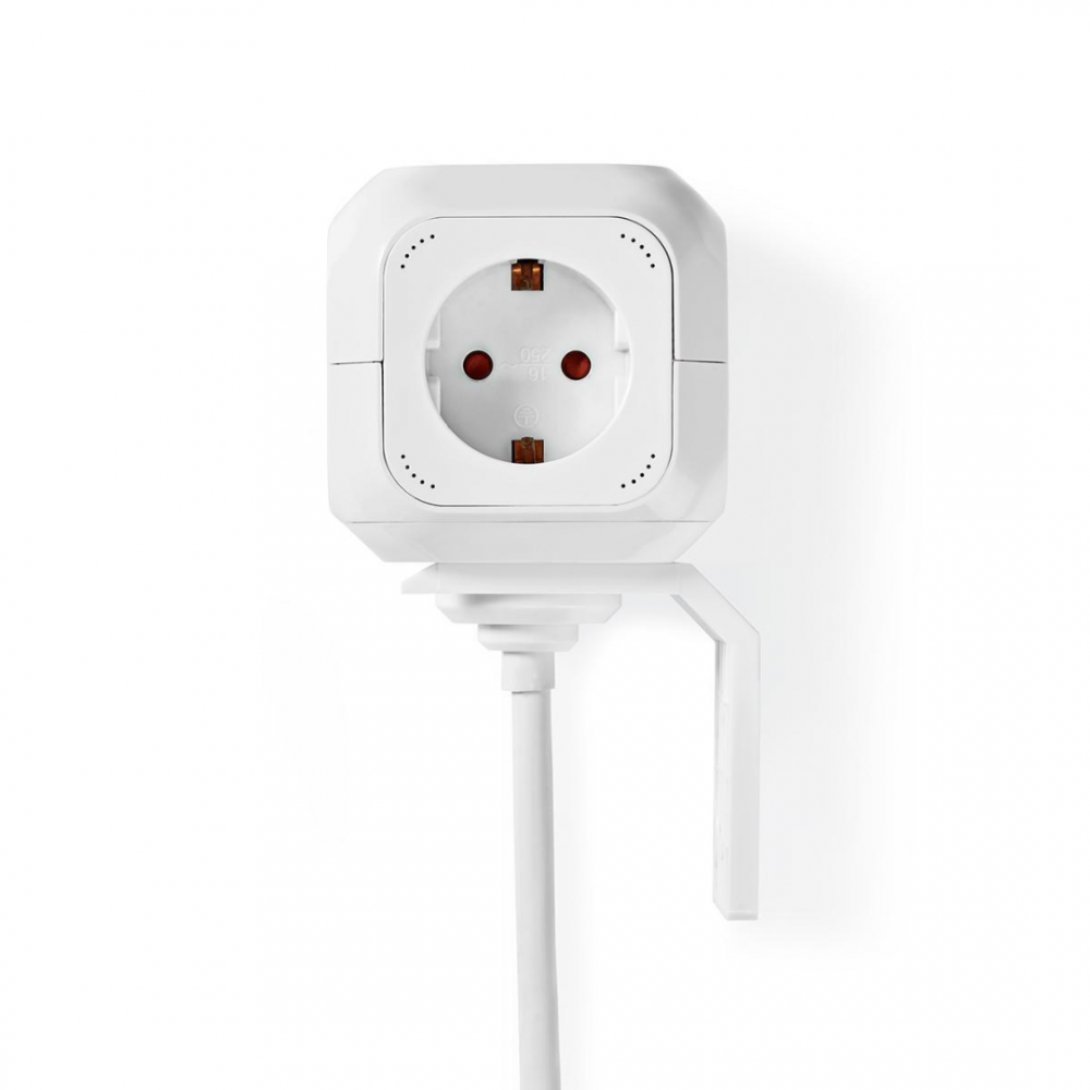 Stekkerdoos kubus Randaarde stekker en USB 1.5 meter wit Stekkerdoos kubus Randaarde stekker en USB 1.5 meter wit