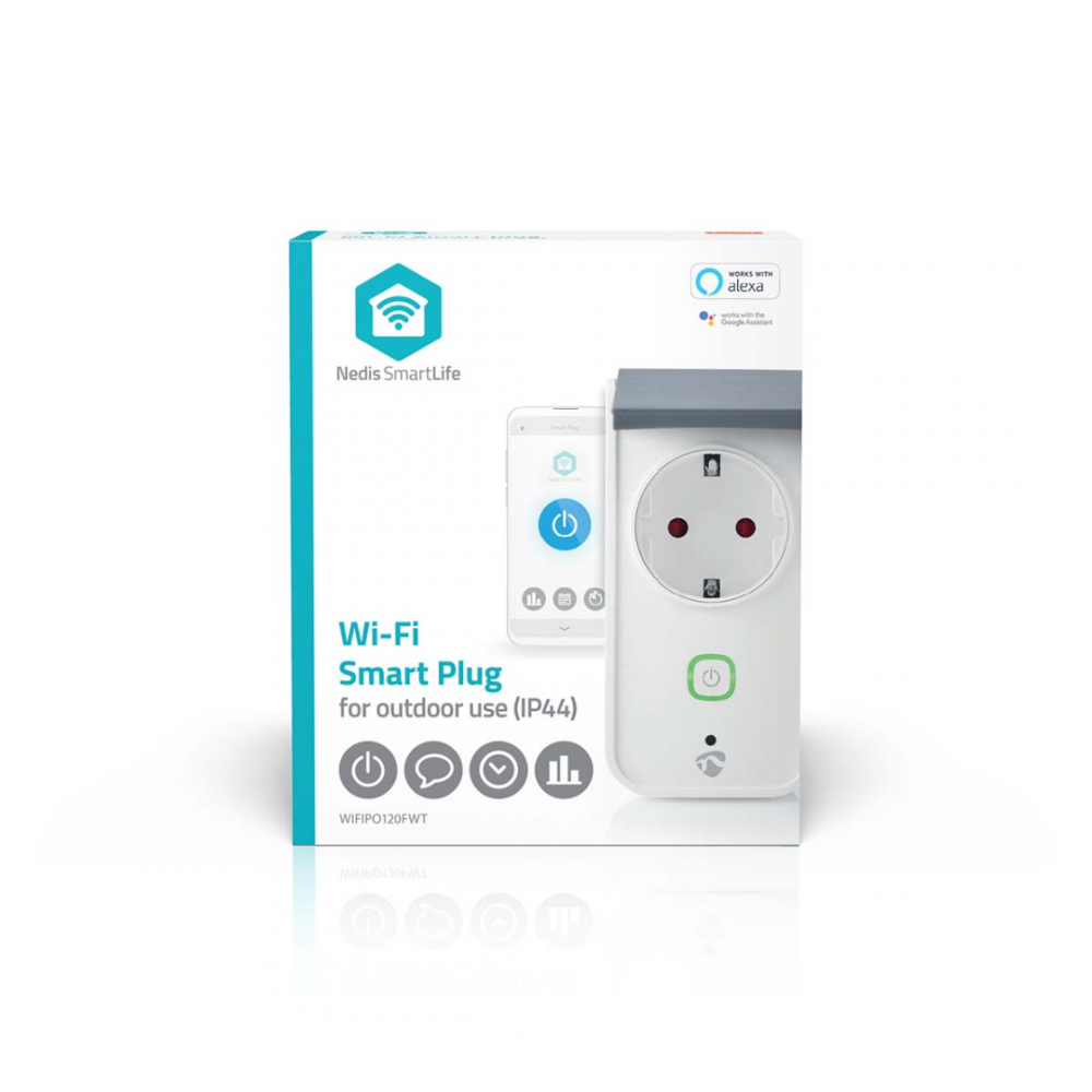 Nedis SmartLife Slimme Stekker Wi-Fi IP44 Energiemeter 3680 Watt