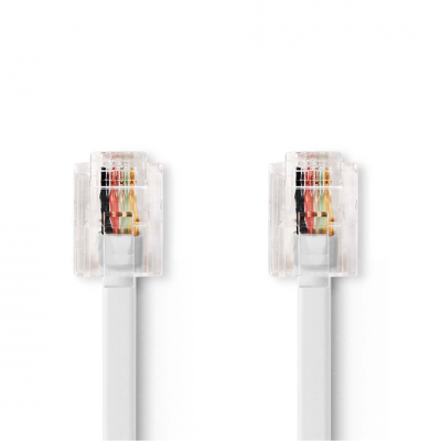 Nedis Telecomkabel RJ11 Male Plat Goud Verguld 10 meter Wit