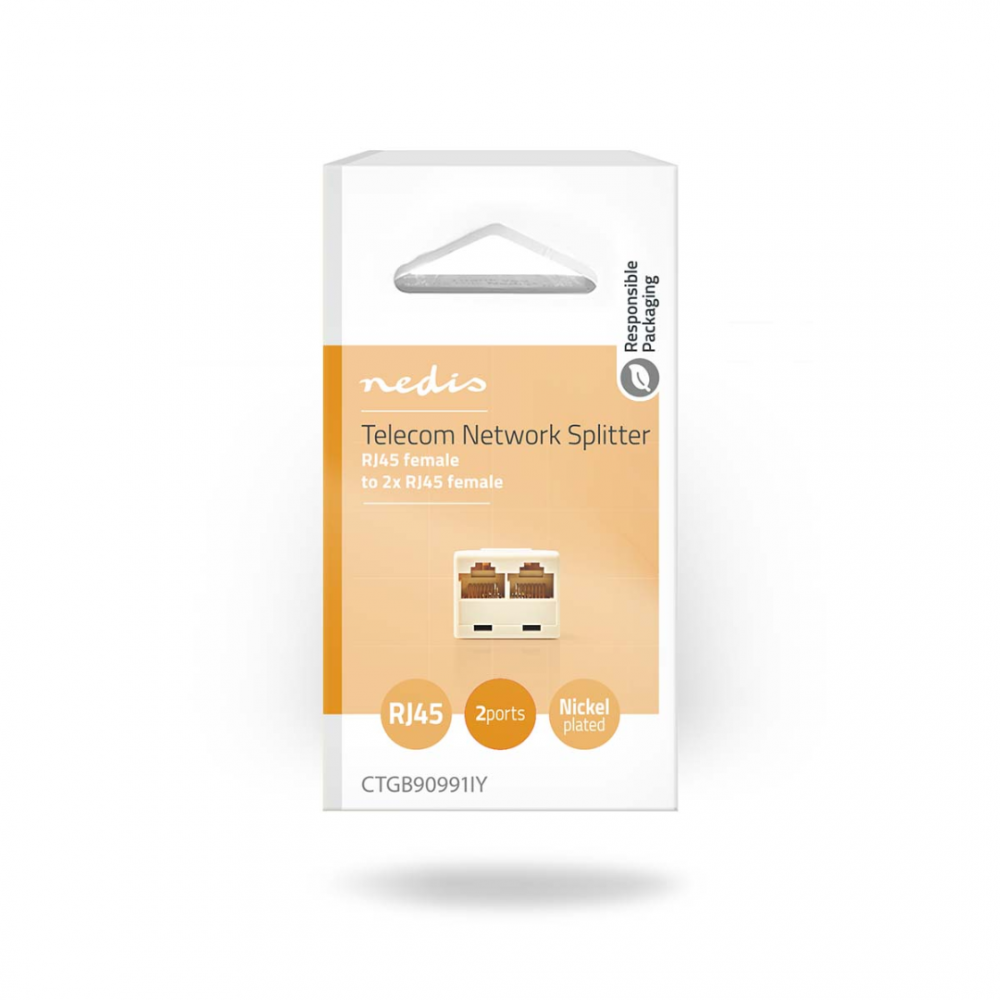 Nedis Telecom-Netwerksplitter 2x RJ45 Female Verguld