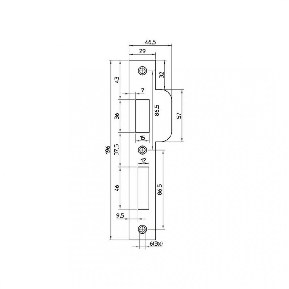 Nemef sluitplaat P4139/17 RS RH st recht L1-L3 - DIN links
