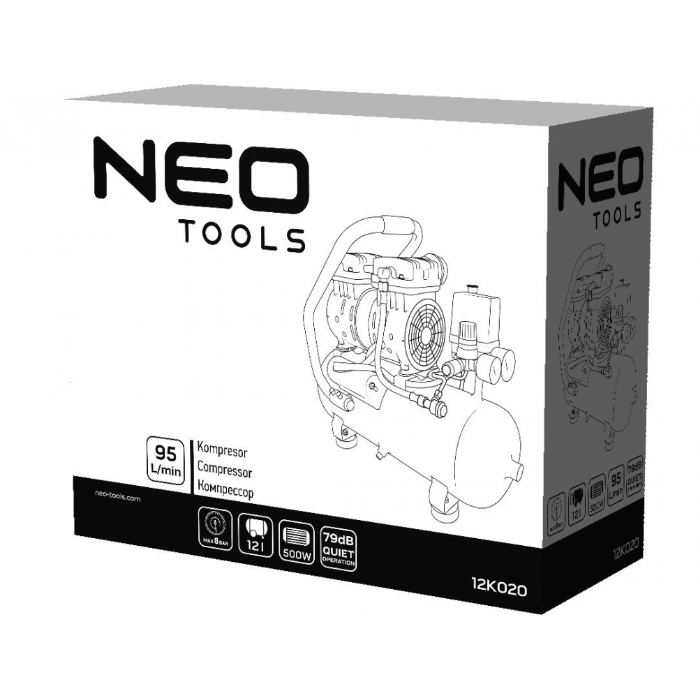 Neo tools Olie-vrije Compressor 12 Liter Silent