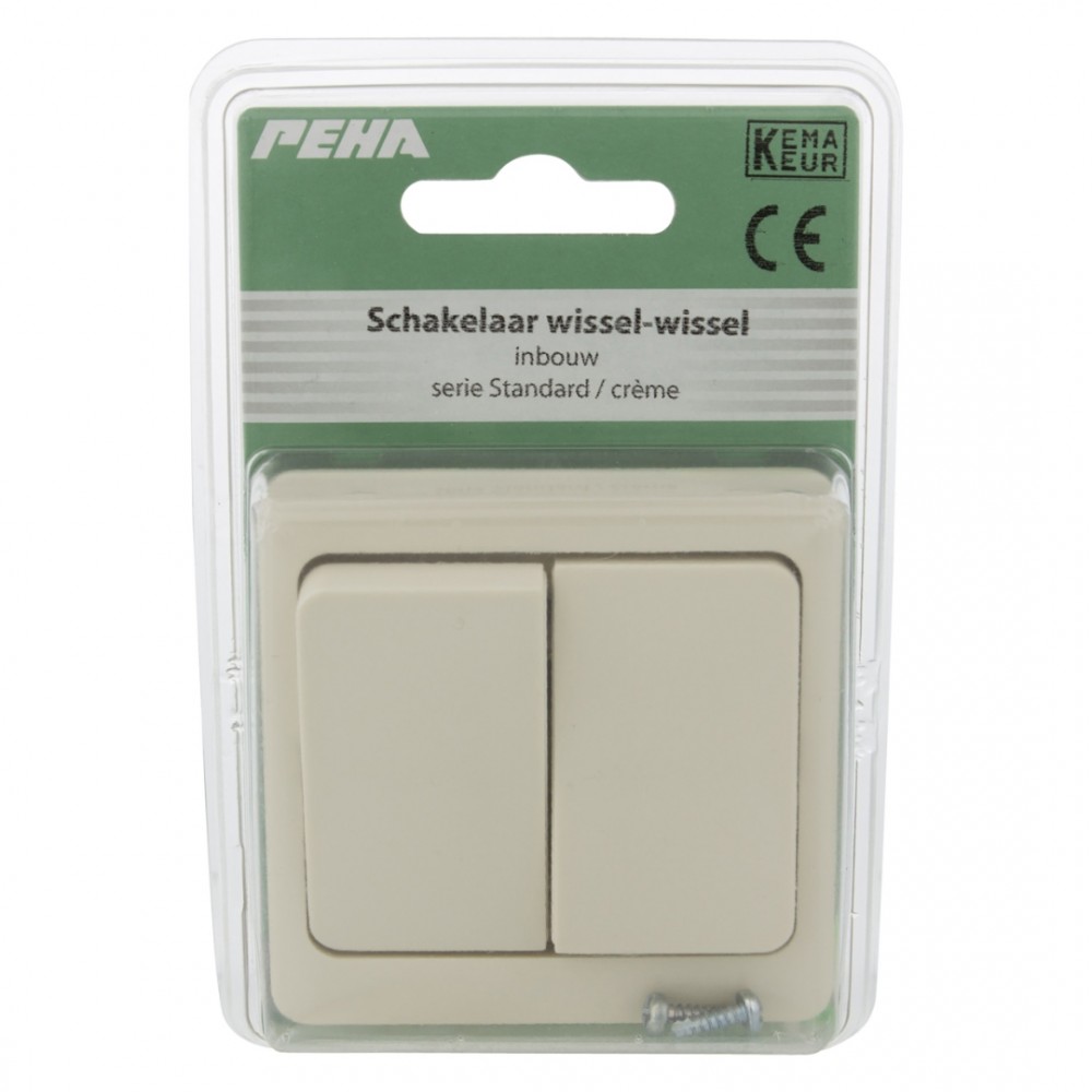 Peha Standard schakelaar inbouw - wissel/wissel crème