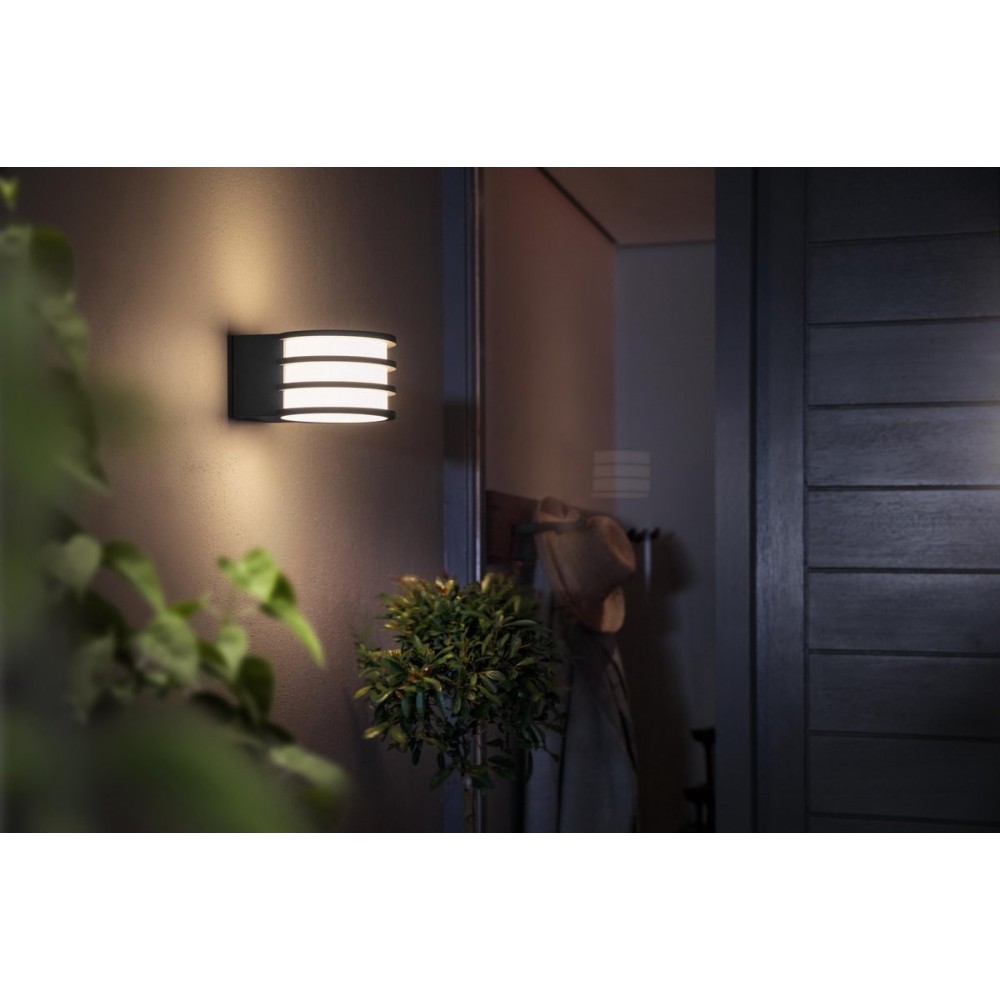 Philips Hue Outdoor Lucca Wandlamp White E27 Antraciet 9W IP44